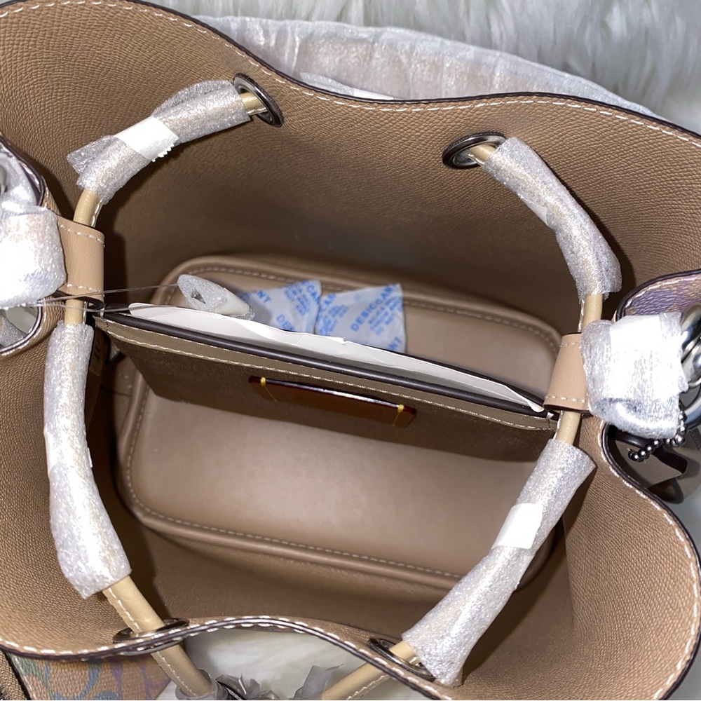 Coach Rowan Bucket Bag In Rainbow Signature Canvas New - Picture 9 of 13